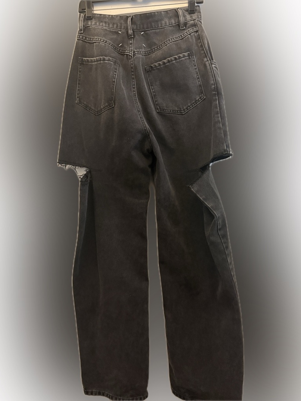Maison Margiela Distressed Wash Black Wide-Leg Cut-out Jeans - Picture 6 of 6